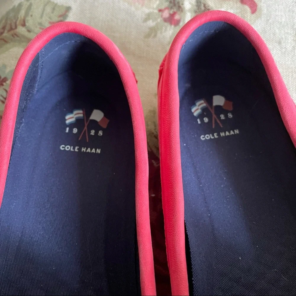 Cole Haan Nantucket Jute Espadrille Coral Pink Teaberry Loafer Shoes NEW
